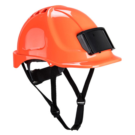 casque endurance orange avec porte badge portwest