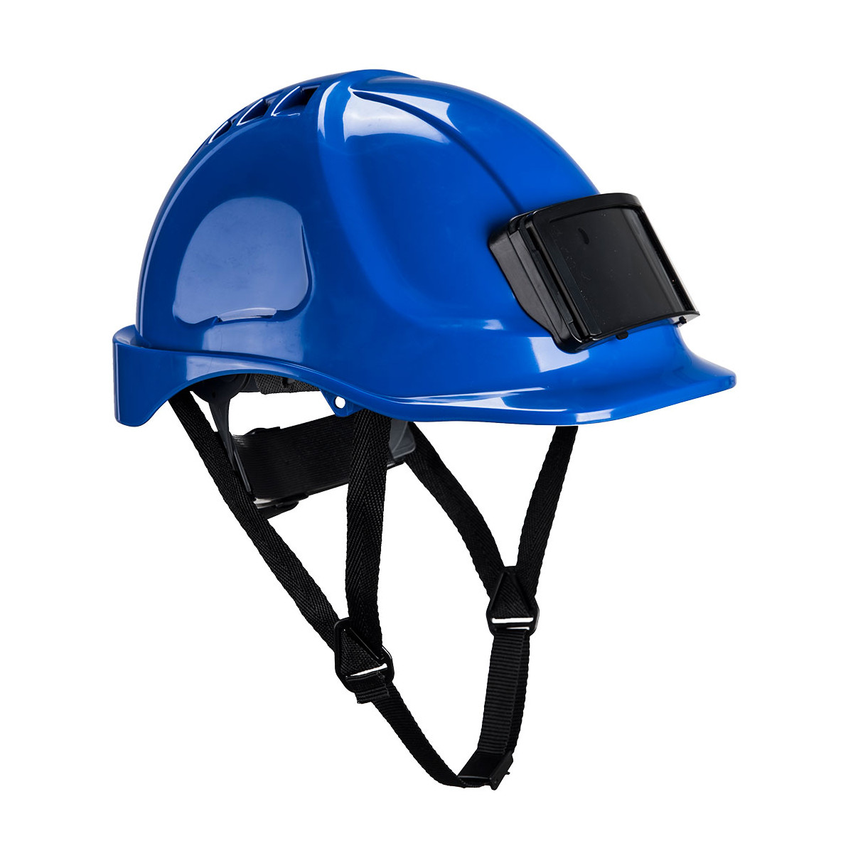 casque de chantier endurance bleu avec porte badge portwest