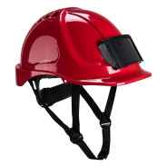 casque de chantier avec porte badge rouge portwest