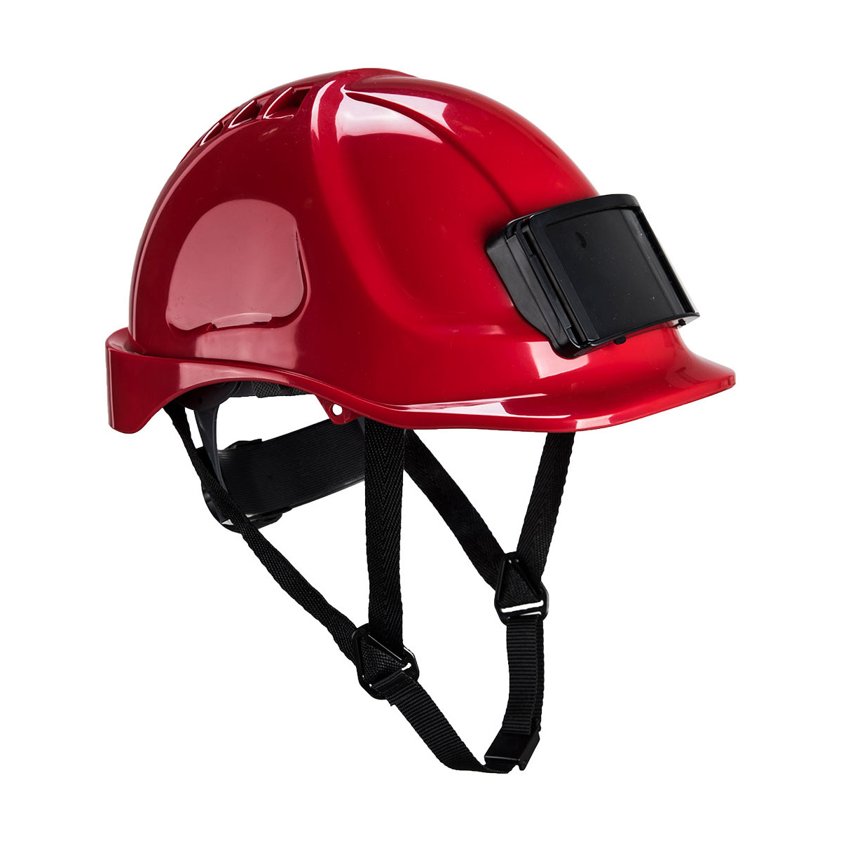 casque de chantier avec porte badge rouge portwest